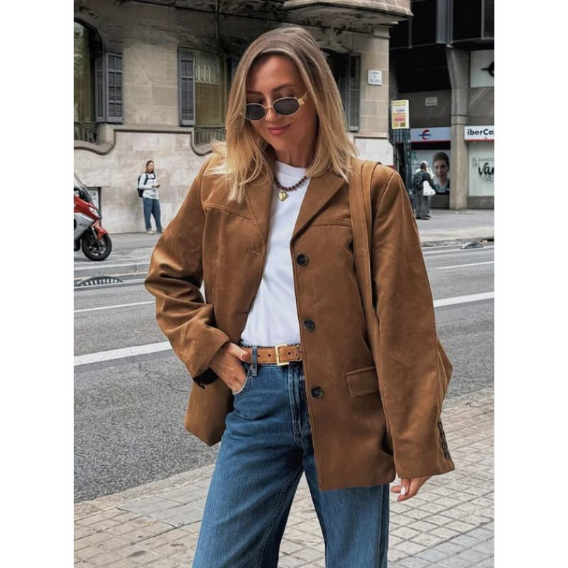 Elodie Kamelblazer – Eleganter Damenblazer in warmem Kamelton | Stilvoll &amp; Vielseitig