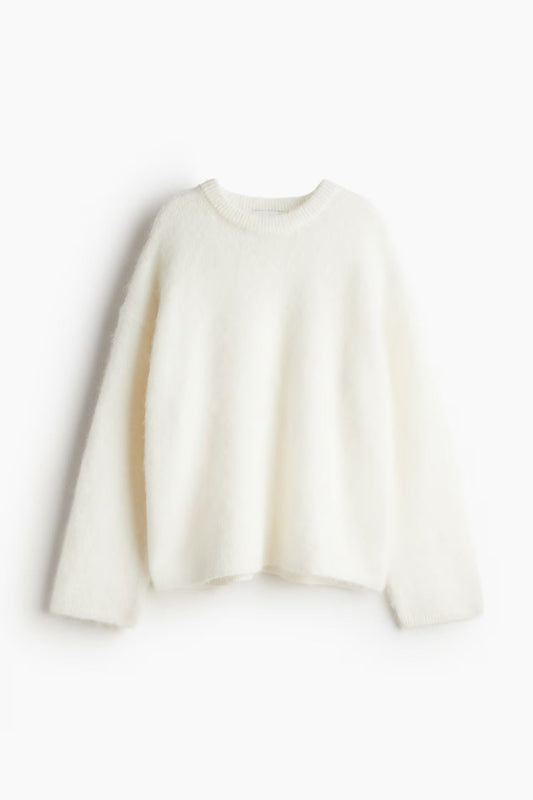 Oversized kabelgebreide sweater in blush tint met relaxed fit – Blush Knit Cloud™ van Becker’s Amsterdam