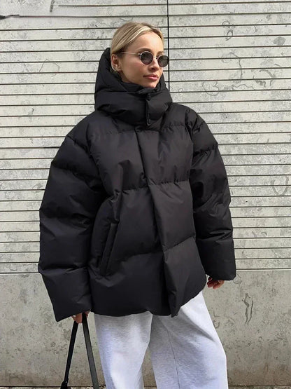 AMSTERDAM ™ de Becker - Aurora Agrupada acolchada Azul - Chaqueta de gran tamaño con clavos y cuello alto