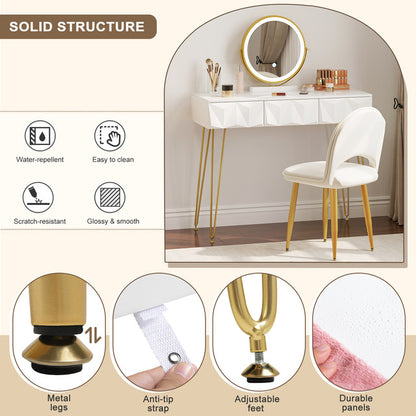 Becker's Amsterdam™ - Make-Up Tafel Driedelige Set Inclusief Tafel, Stoel & Spiegel