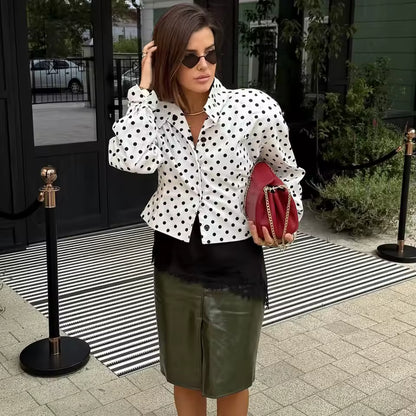 Polka Chic Dottie Co-ord Set™ – White Polka Dot Jacket &amp; Skirt Women | Becker's Amsterdam