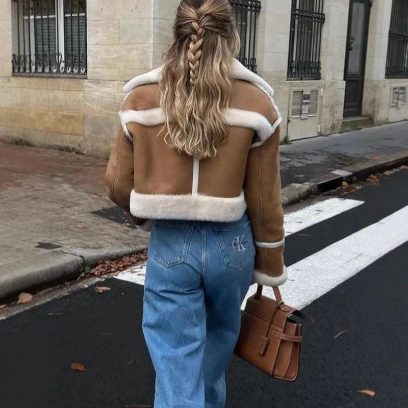 Sorella Stilvoller Mantel – Eleganter kurzer Damenmantel mit Kunstfell und luxuriöser Verarbeitung