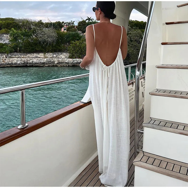 Abito lungo Serena bianco con schiena scoperta – Eleganza estiva e flusso di lusso | L'Amsterdam di Becker
