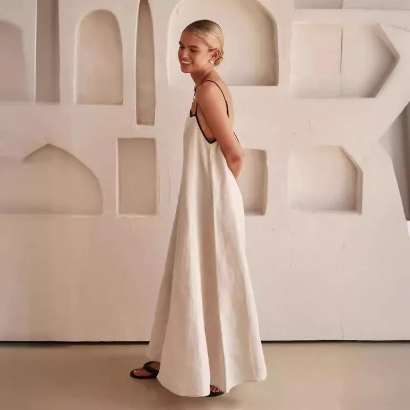 Sukienka maxi z odkrytymi plecami Ventalla – luksusowa mieszanka bawełny i ponadczasowa elegancja | Amsterdam Beckera