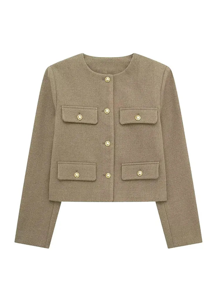 Nina Tweed Crop Jacket – kurze Damenjacke im Tweed-Stil mit klassischem Look