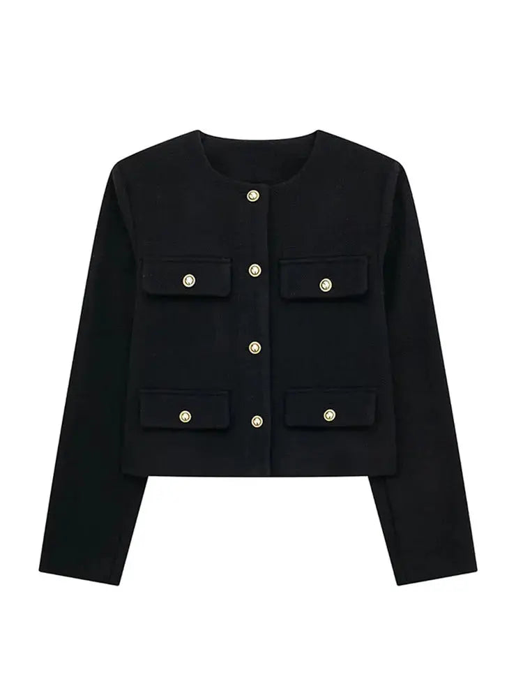 Nina Tweed Crop Jacket – kurze Damenjacke im Tweed-Stil mit klassischem Look