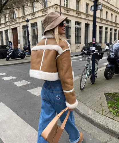 Sorella Stilvoller Mantel – Eleganter kurzer Damenmantel mit Kunstfell und luxuriöser Verarbeitung