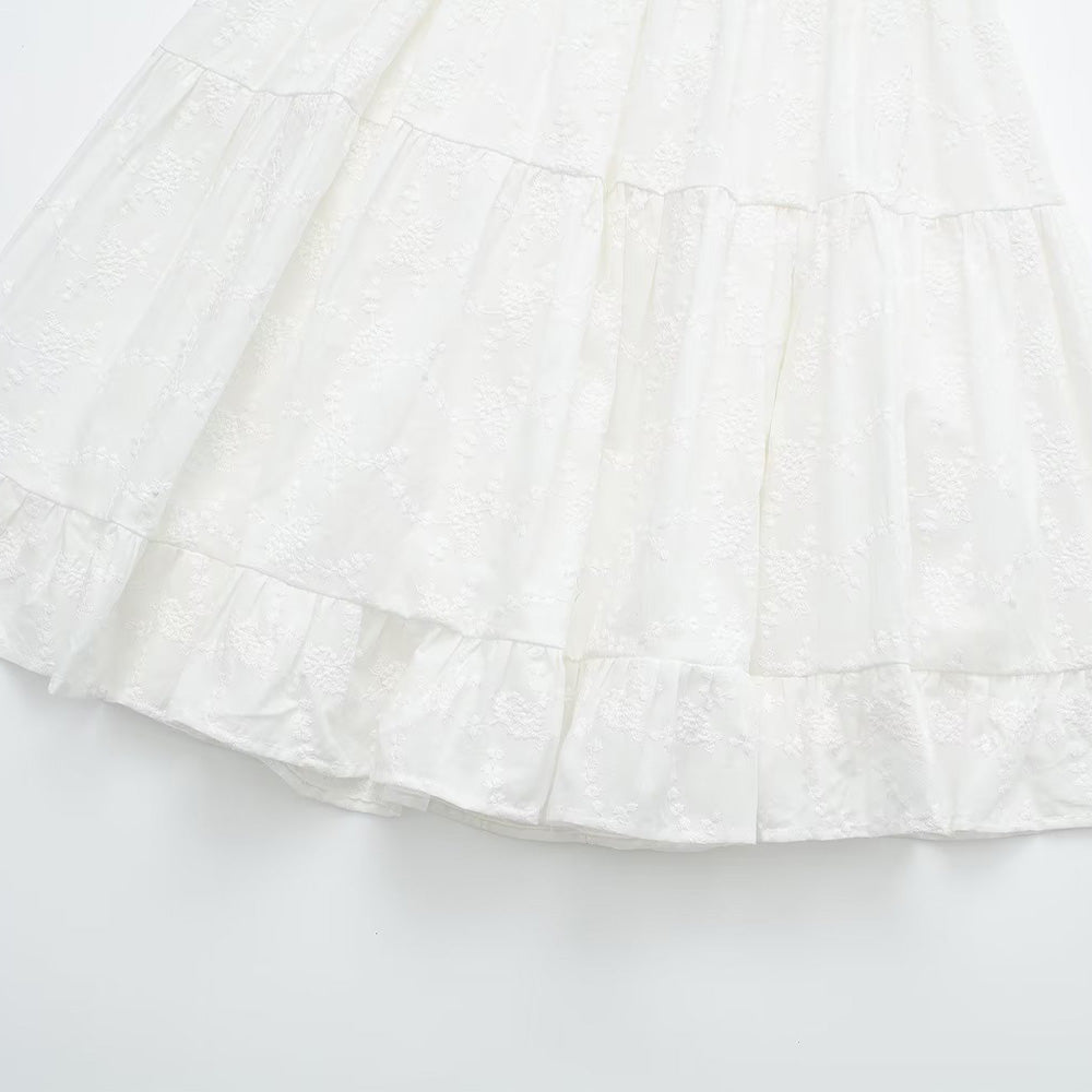 Ivory White Open Shoulder Mini Dress – Luxury Cotton Blend & Timeless Elegance | Becker's Amsterdam