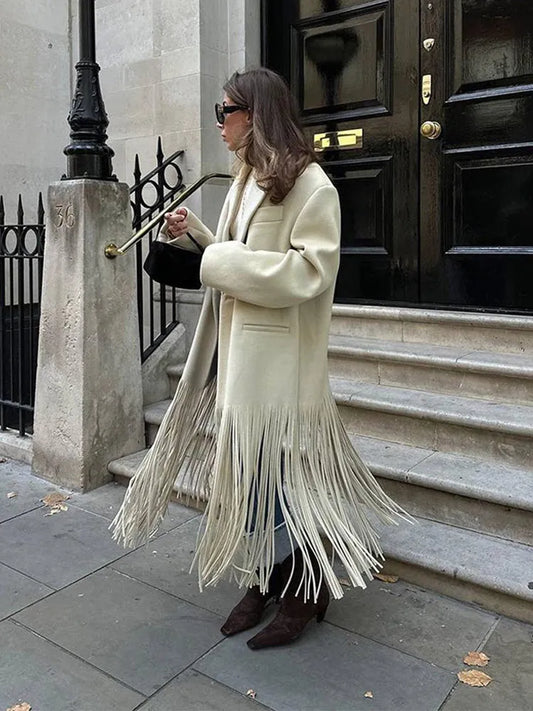Evora™ Coat – Long Swiss Cottage Coat with Fringe | Becker's Amsterdam™ 