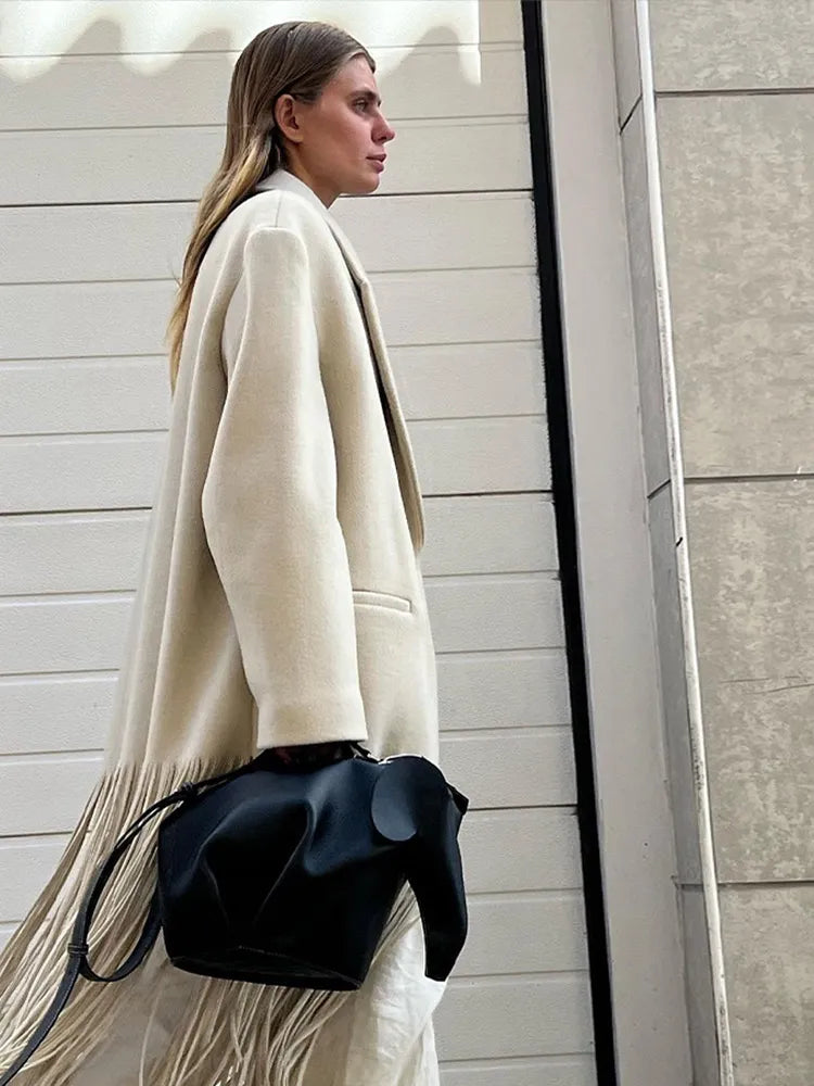Evora™ Coat – Long Swiss Cottage Coat with Fringe | Becker's Amsterdam™ 