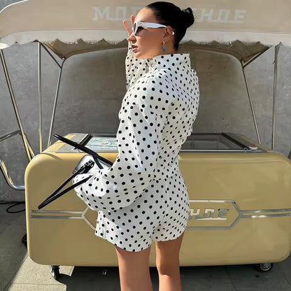 Polka Chic Dottie Co-ord Set™ – White Polka Dot Jacket &amp; Skirt Women | Becker's Amsterdam
