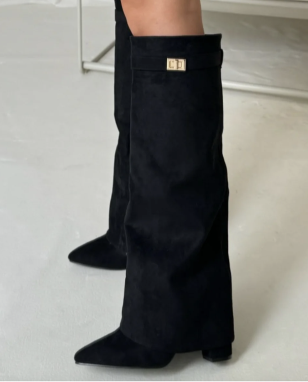 Celeste Tall Boot™ – Elegant Knee-High Boot with Block Heel and Flap Detail | Becker's Amsterdam