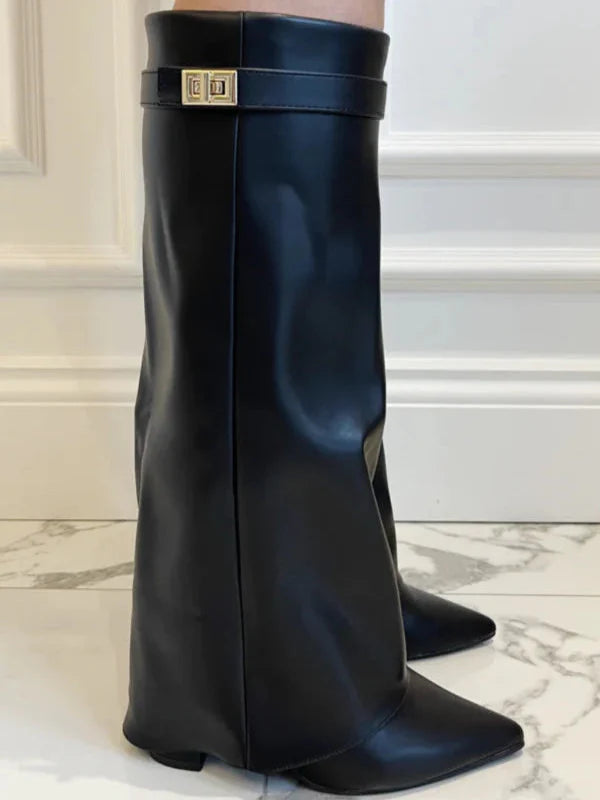 Celeste Tall Boot™ – Elegant Knee-High Boot with Block Heel and Flap Detail | Becker's Amsterdam