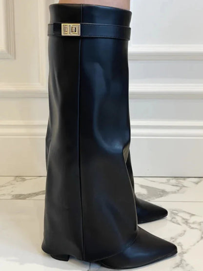 Celeste Tall Boot™ – Elegant Knee-High Boot with Block Heel and Flap Detail | Becker's Amsterdam