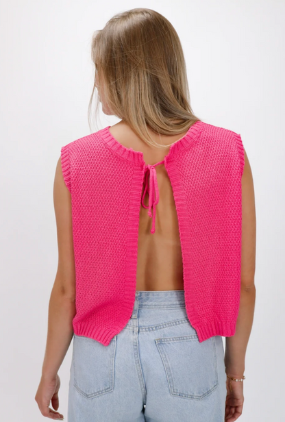 Stella Strik Knit Top - Sleeveless knitted top with open back & strike details | Becker’s Amsterdam