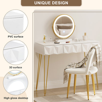 Becker's Amsterdam™ - Make-Up Tafel Driedelige Set Inclusief Tafel, Stoel & Spiegel
