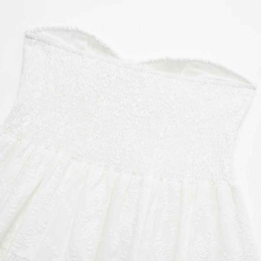Ivory White Open Shoulder Mini Dress – Luxury Cotton Blend & Timeless Elegance | Becker's Amsterdam