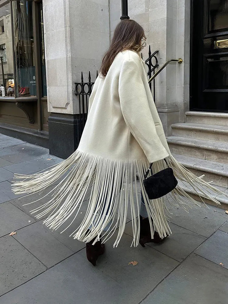 Evora™ Coat – Long Swiss Cottage Coat with Fringe | Becker's Amsterdam™ 
