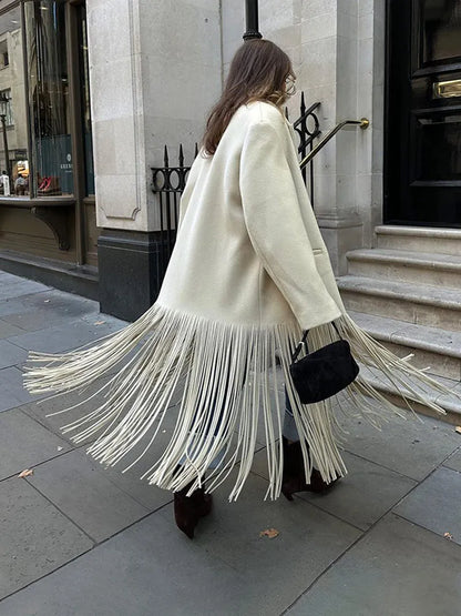 Evora™ Coat – Long Swiss Cottage Coat with Fringe | Becker's Amsterdam™ 