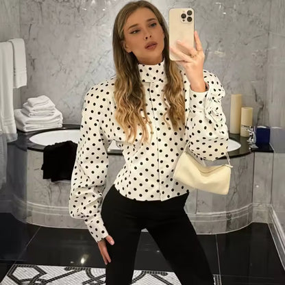 Polka Chic Dottie Co-ord Set™ – White Polka Dot Jacket &amp; Skirt Women | Becker's Amsterdam