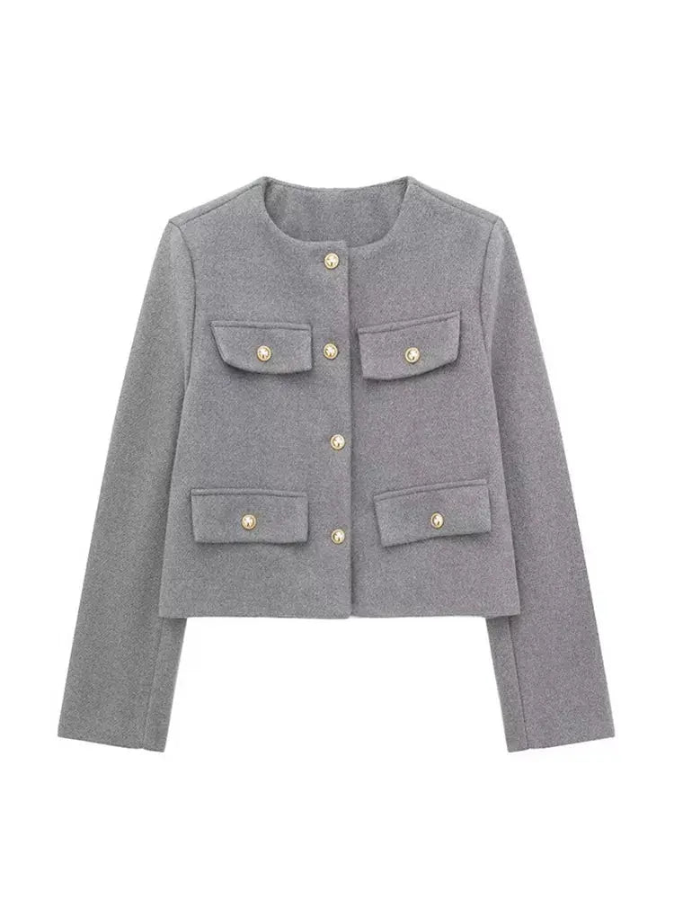 Nina Tweed Crop Jacket – kurze Damenjacke im Tweed-Stil mit klassischem Look