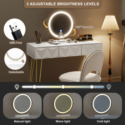 Becker's Amsterdam™ - Make-Up Tafel Driedelige Set Inclusief Tafel, Stoel & Spiegel
