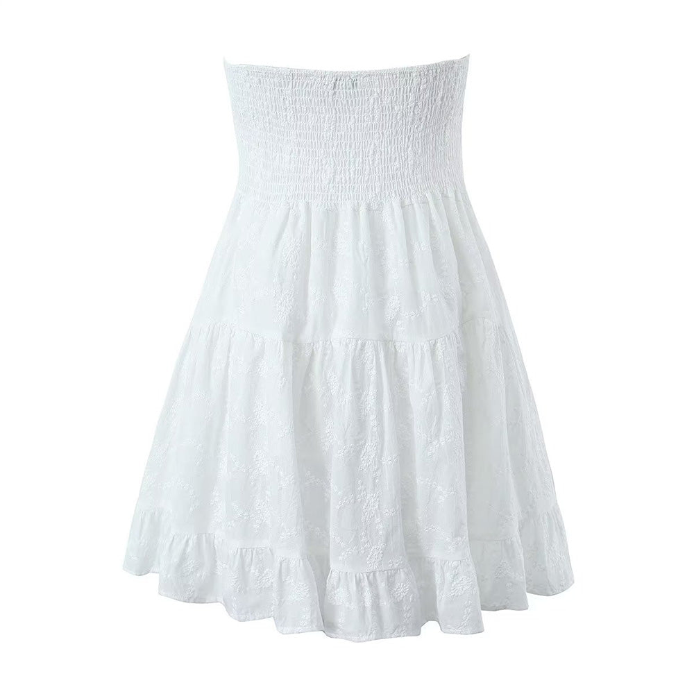 Ivory White Open Shoulder Mini Dress – Luxury Cotton Blend & Timeless Elegance | Becker's Amsterdam