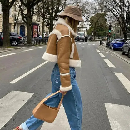 Sorella Stilvoller Mantel – Eleganter kurzer Damenmantel mit Kunstfell und luxuriöser Verarbeitung