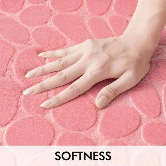 Soft pink shower mat with non-slip backing – bath mat 40x60 cm