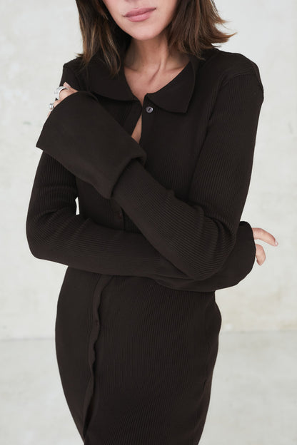 Trafalgar Square Dress – Brown Cotton Midi | Becker's Amsterdam™