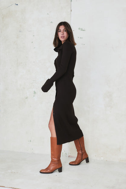 Trafalgar Square Dress – Brown Cotton Midi | Becker's Amsterdam™