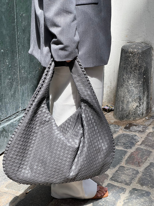 Trendy zilvergrijze shoulder bag – Luna Silver Tote
