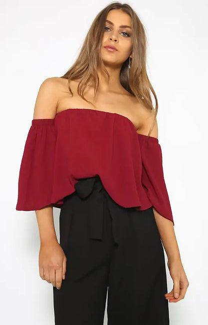 Becker's Amsterdam™ - London Off-Shoulder Rynkad Skjorta Top