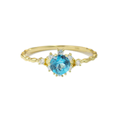 Becker's Amsterdam™ - Kaunas Sterling Zilveren 925 Natuurlijke Blauwe Topaas Zirkoon Ring voor Vrouwen