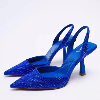 Zulma | Saltos Slingback Pretos Elegantes e Estilosos com Glitter