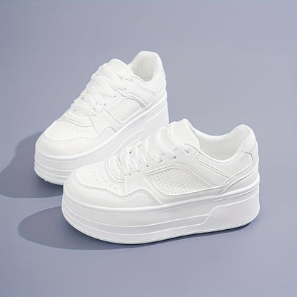 Enya | Baskets Tendance Femme Blanches à Semelle Plateforme – Confort & Style
