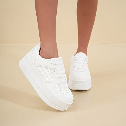 Enya | Baskets Tendance Femme Blanches à Semelle Plateforme – Confort & Style