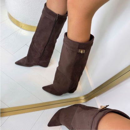 Celeste Tall Boot™ – Elegant Knee-High Boot with Block Heel and Flap Detail | Becker's Amsterdam