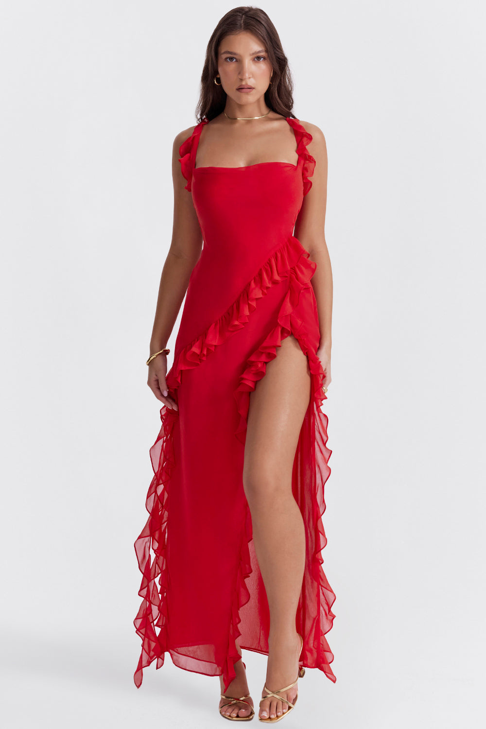 Étoile Ruffle Chic Dress™ – Trendy Ruffle Maxi Dress Women | Becker's Amsterdam
