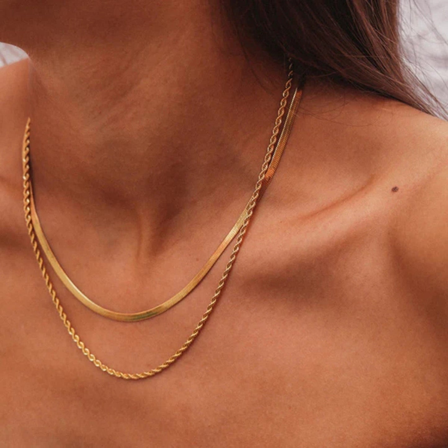 Yulia Gold-Layer-Halskette mit doppeltem Glied – schick und trendig | Beckers Amsterdam