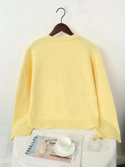 Ivy Warmer Strickpullover – Weicher, warmer gelber Damenpullover | Komfort mit luxuriöser Strickoptik