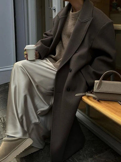 Étoile Luxe Coat™ – dames oversized double-breasted mantel met reverskraag en hoge split, van Becker’s Amsterdam