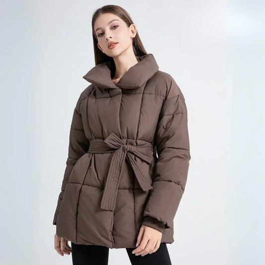 Vivienne Bow Coat™ – dames winterjas met striksluiting en warme voering