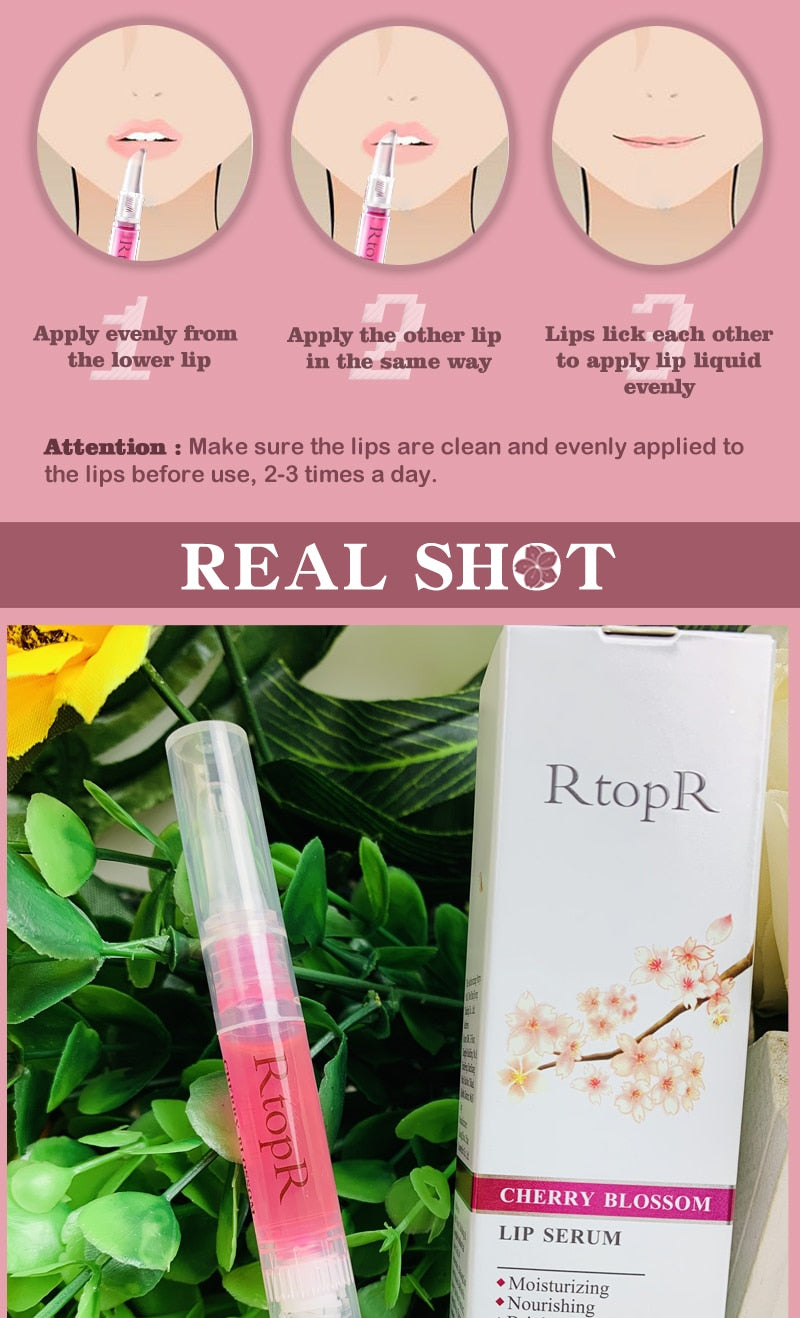RtopR™ Korean Cherry Blossom Lip Serum for Hydration and Shine