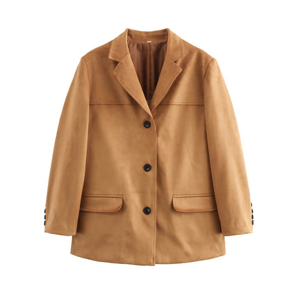 Elodie Camel Blazer – elegante damesblazer in warme camel kleur met nette pasvorm