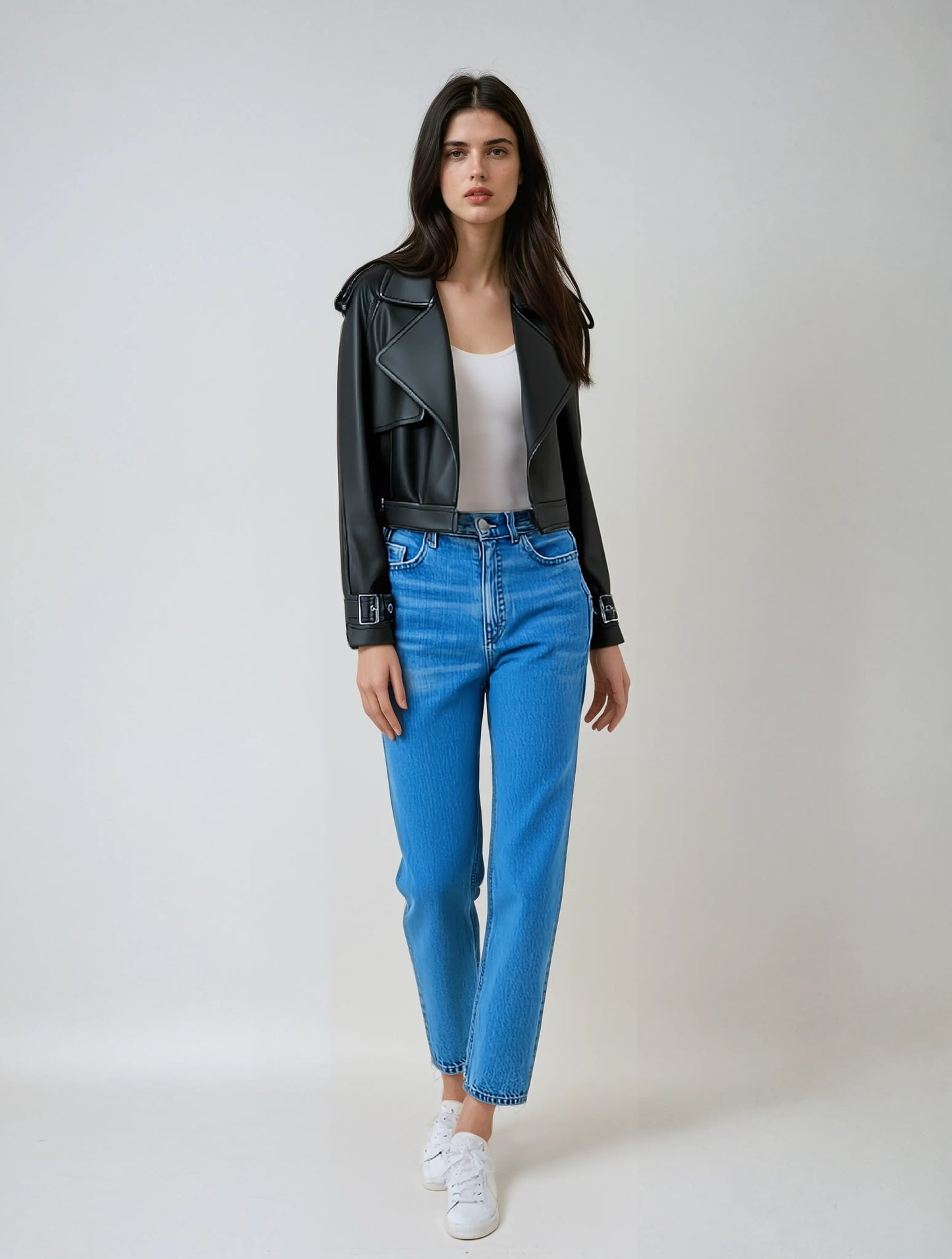 Lena kunstleren damesjas – elegante jas van kunstleer met luxe uitstraling