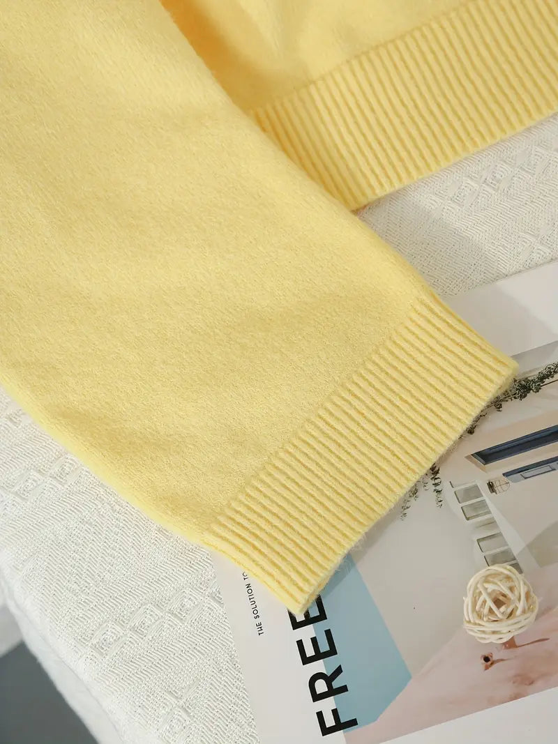 Ivy Warmer Strickpullover – Weicher, warmer gelber Damenpullover | Komfort mit luxuriöser Strickoptik