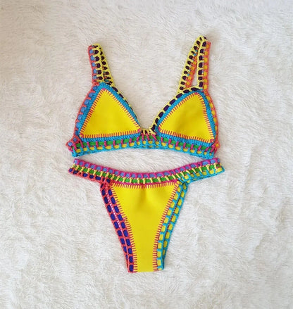 Set di triangoli all'uncinetto Boho - Bikinitop all'uncinetto e slip a bassa vita | Becker Amsterdam