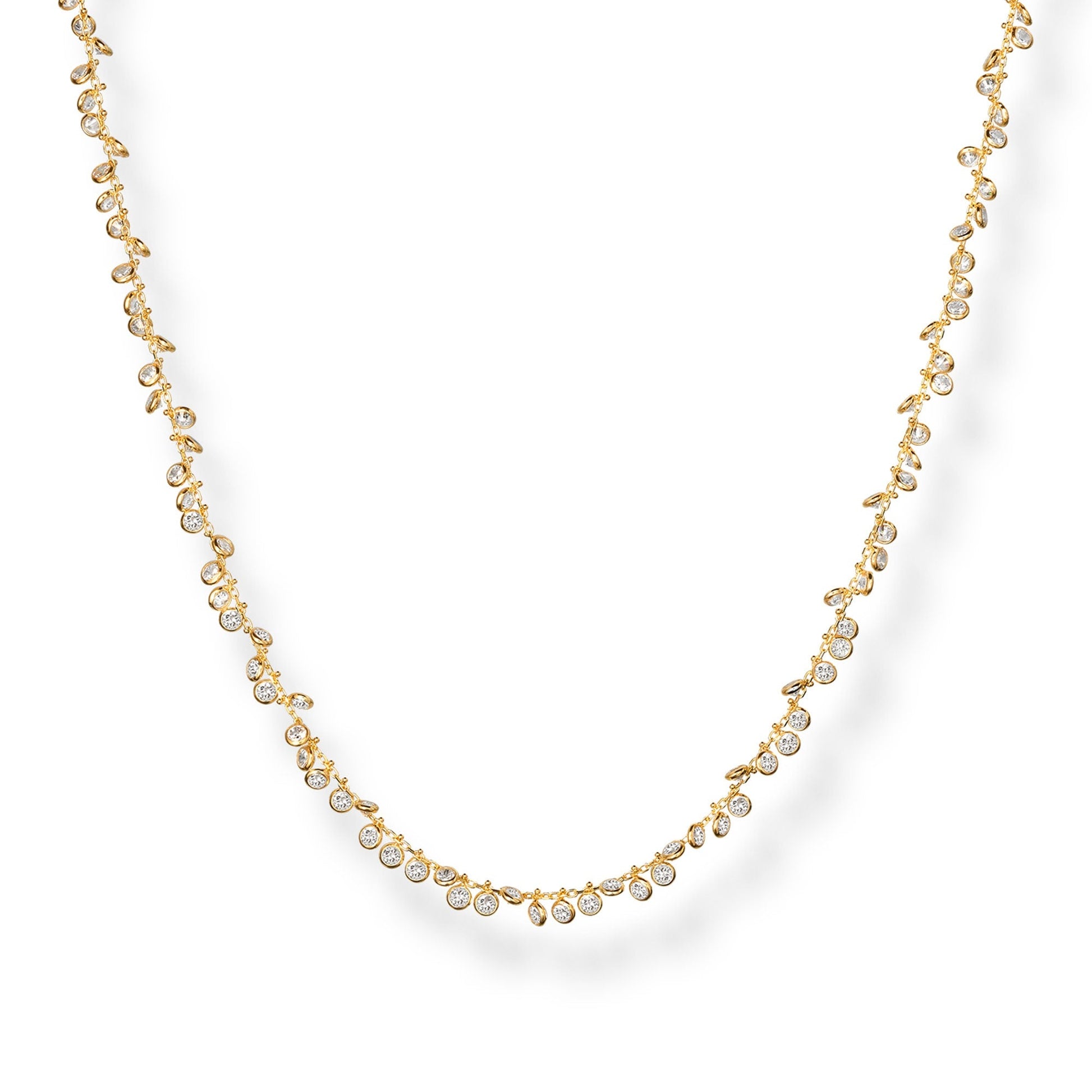 Feestelijke CZ druppel ketting voor dames – Éclat Cascade Necklace