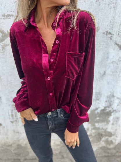 Velvet Elegance Blouse™ – Women's Velvet Blouse with Button Closure | Becker's Amsterdam